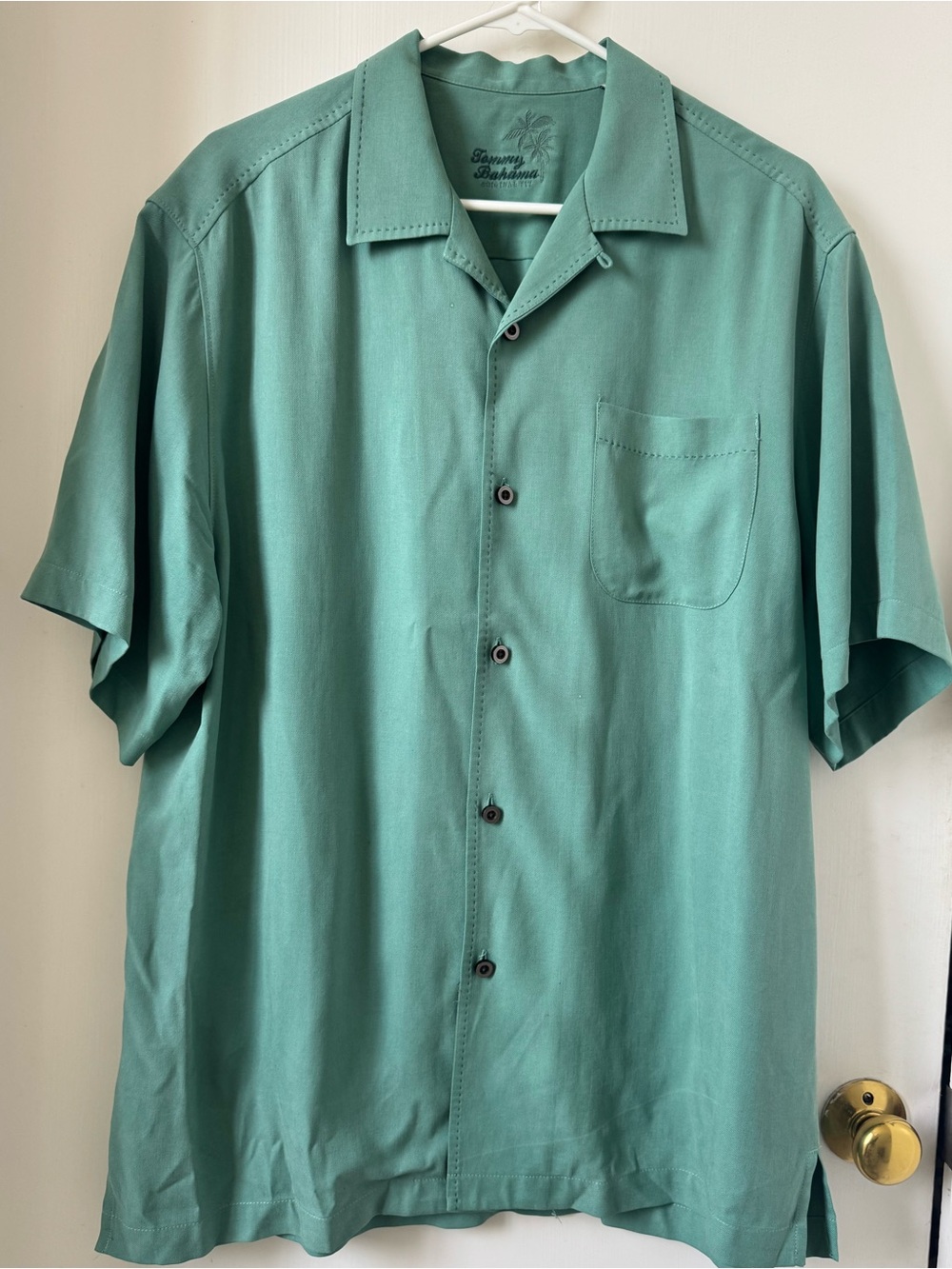 Tommy Bahama Short-Sleeve Silk Camp Shirt in Seafoam Green